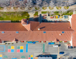 Overhead View of Tile Roof at Gault Elementary School in Santa Cruz